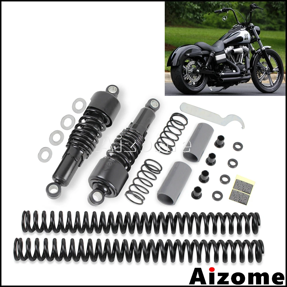 

Black Shock Absorbers Slammer Suspension Drop Kits For Harley Dyna FXD Super Glide Custom Street Bob Fat Bob Low Rider 06-17