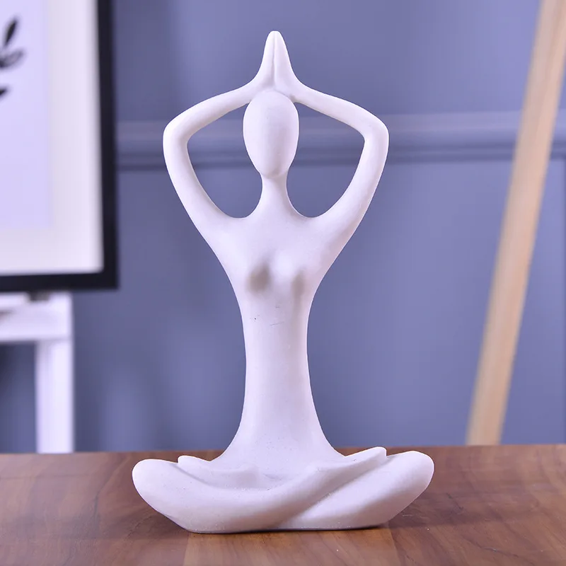 BUF Modern Home Decoration Statue Fashion Abstract Yoga Figure Sculpture Handmade Sandstone Art Collection Gift Ornament - Image 4