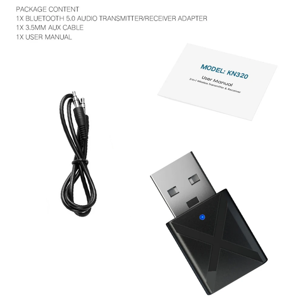 2 in 1 USB Bluetooth 5.0 Transmitter Receiver AUX Audio Adapter for TV/PC/Car 2 in 1 USB Bluetooth 5.0 Transmitter Receiver AUX Audio Adapter for TV/PC/Car