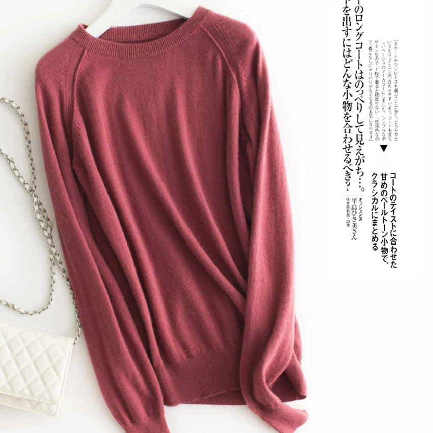 Женский вязаный свитер из 100% кашемира 4 цвета стандартный пуловер с круглым