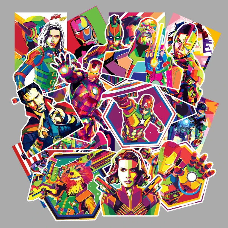 

51 pcs The Avengers Graffiti Stickers Suitcase Refrigerator Car Computer Shine Stickers Waterproof Hydro Flask Sticker Stylish