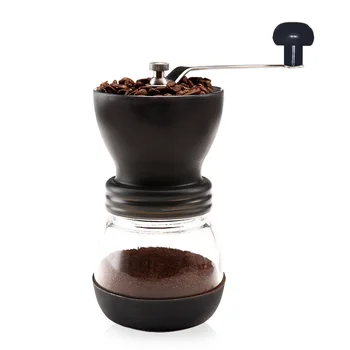 

Manual Coffee Grinder Cafe Fortified Glass Ceramic Core Portable Durable Cafe Coffee Bean Mill Maker with Storage Jar