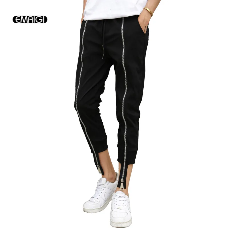 

Summer Men Zipper Design Casual Harem Pant Male Punk Hip Hop Gothic Style Trousers