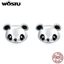 WOSTU бренд 925 пробы серебряные серьги-гвоздики с милой пандой для женщин модные ювелирные изделия подарок Прямая поставка CQE386