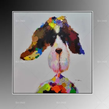 

100% Handmade Animal Paintings Lovely Dog Oil Painting On Canvas Wall Art Home Decor For Living Room As Christmas Gift