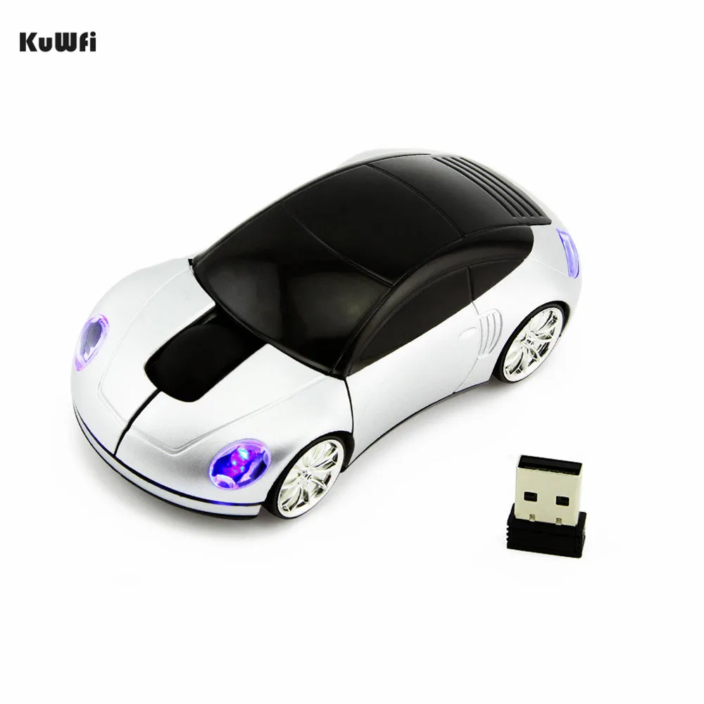 KuWFi, 1600 dpi, игровая мышь, беспроводная, 2,4 ГГц, компьютерная мышь, автомобильная форма, мыши с usb-приемником, светодиодный, оптическая мышь для геймера, для ПК, ноутбука