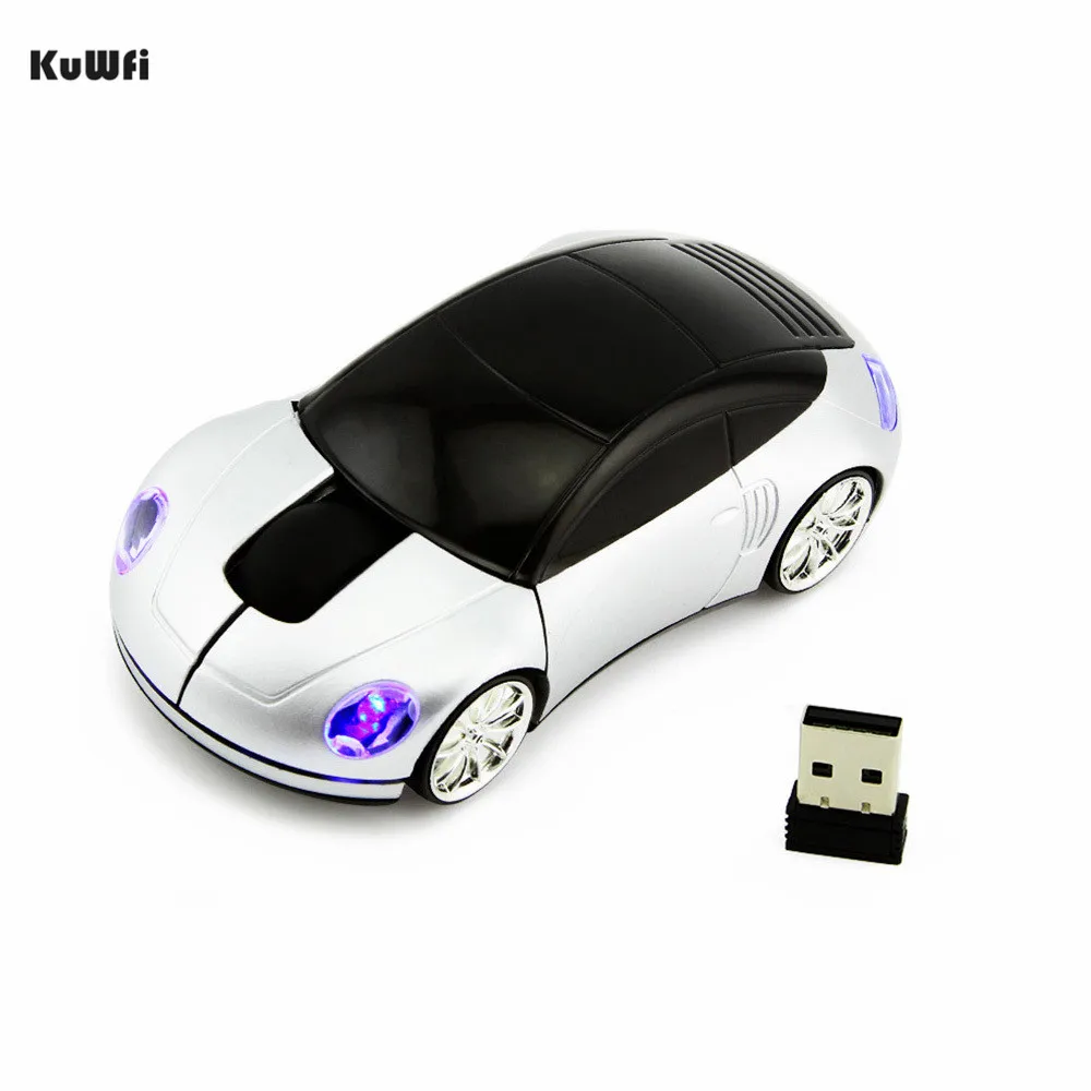 Беспроводная игровая мышь KuWFi 1600 dpi 2 4 ГГц компьютерная мышка в форме автомобиля с