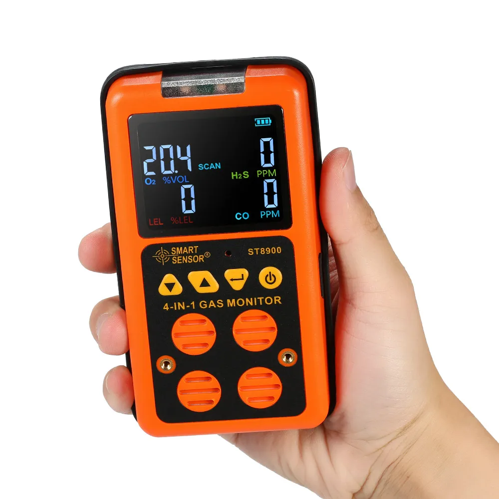

4 in 1 Gas Detector CO Monitor Carbon Monoxide Detector Hydrogen Sulfide Gas Tester LCD Display Sound+ Light Vibration Alarm US