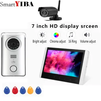 

SmartYIBA 720P 7" Wireless Video Doorbell Intercom System with RFID Password +1 pcs Outdoor wireless camera