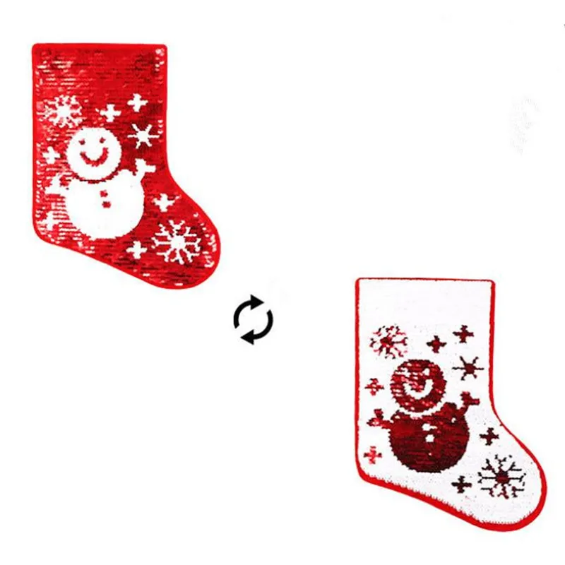

Patch deal with it clothes t shirt women AB Christmas socks snowman Reversible change color sequins biker patches for clothing