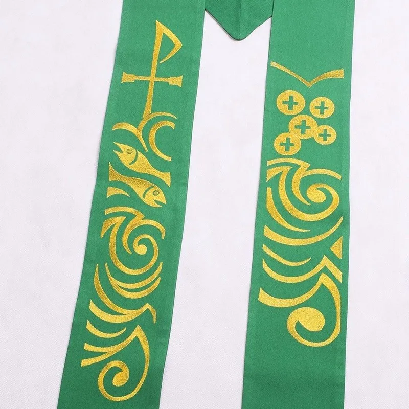 Зеленый палантин Clergy одиночный вышитый w кисточки палантины для жилетов/Chasuble