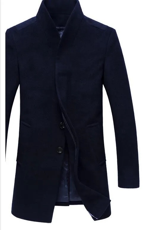 Мужское шерстяное пальто, зауженное мужское длинное пальто средней длины и однотонные куртки мужские Manteau Homme Пальто Зимняя мужская шерстяная куртка