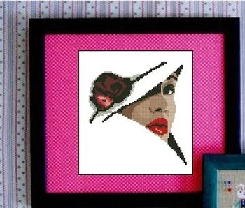 

Top Quality lovely nostalgic counted cross stitch kit fashion girl lady woman with hat
