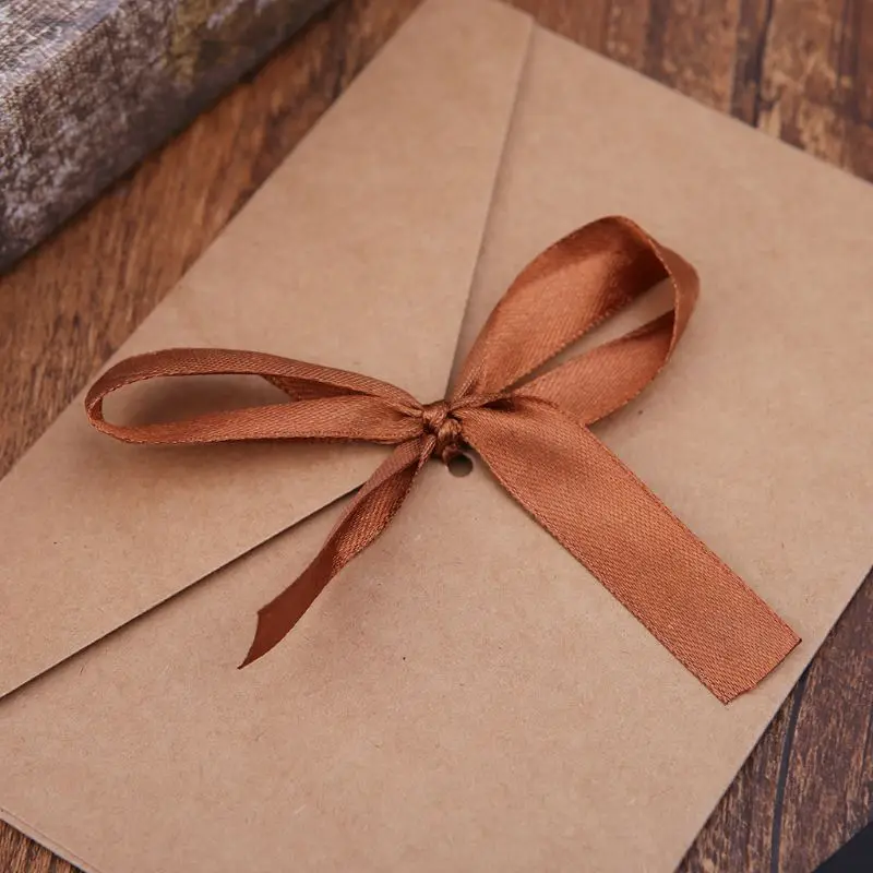10 шт. Ретро Винтажные пустые бумажные конверты с бантиком для поздравительных открыток с буквами свадебная открытка с приглашениями