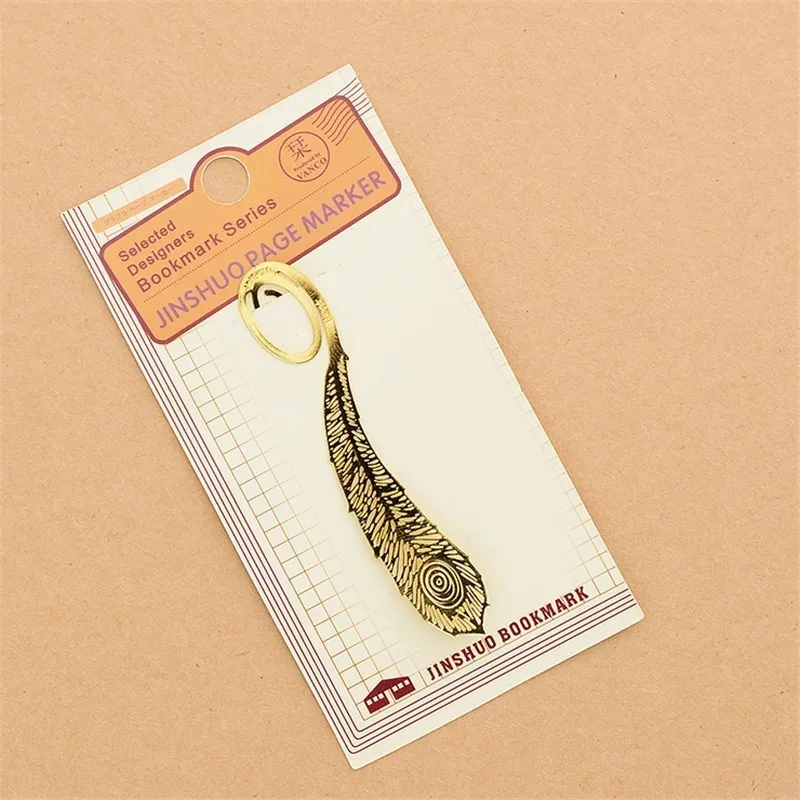 2PCS/lot Creative Metal Bookmark Cute Cartoon Book Paper Clip Kawaii Bookmarks Office Decoration Stationary Supplies 01463 - Цвет: Peacock feather