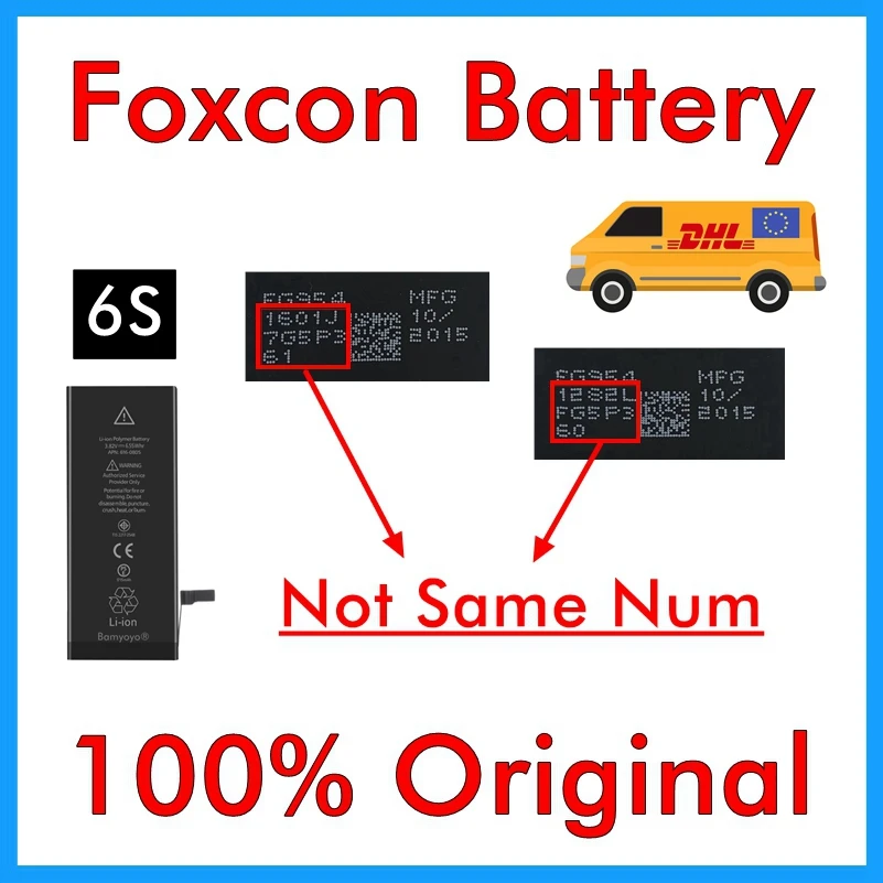 BMT 10pcs Foxcon Factory Battery 1715mAh Battery for iPhone 6S replacement repair 100% Original Reprinted in 2019