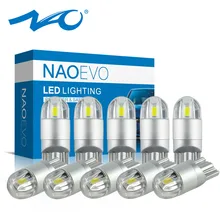 NAO 10x T10 светодиодный светильник W5W 3030 12V Светодиодный светильник для автомобиля 168 194 Авто Поворотная сторона номерного знака автомобильный парковочный светильник белого цвета