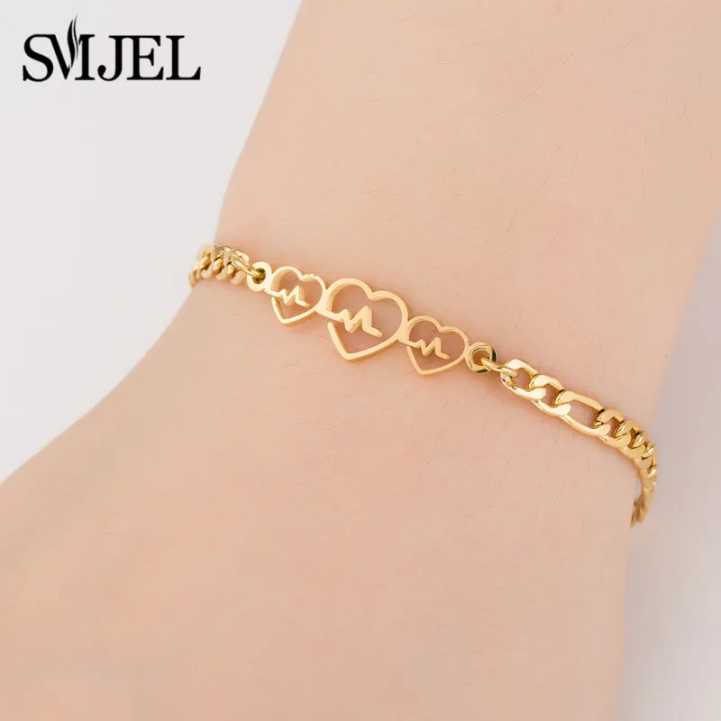

SMJEL Medical Heartbeat Bracelets for Women Doctor Steel Jewelry Gift Heart Friendship Bangle Bracelet luxury pulsera acero