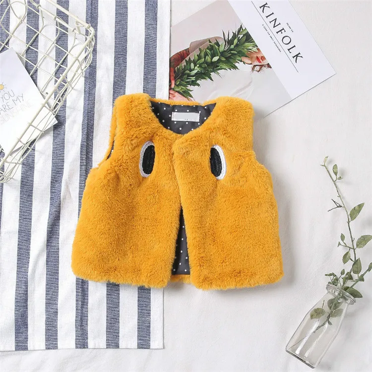 Baby Vest Faux Fur Coat Girls Kids Vest Warm Fur Vest For Girls Embroidery Winter Kids Waistcoats Toddler Girl Winter Clothes   103