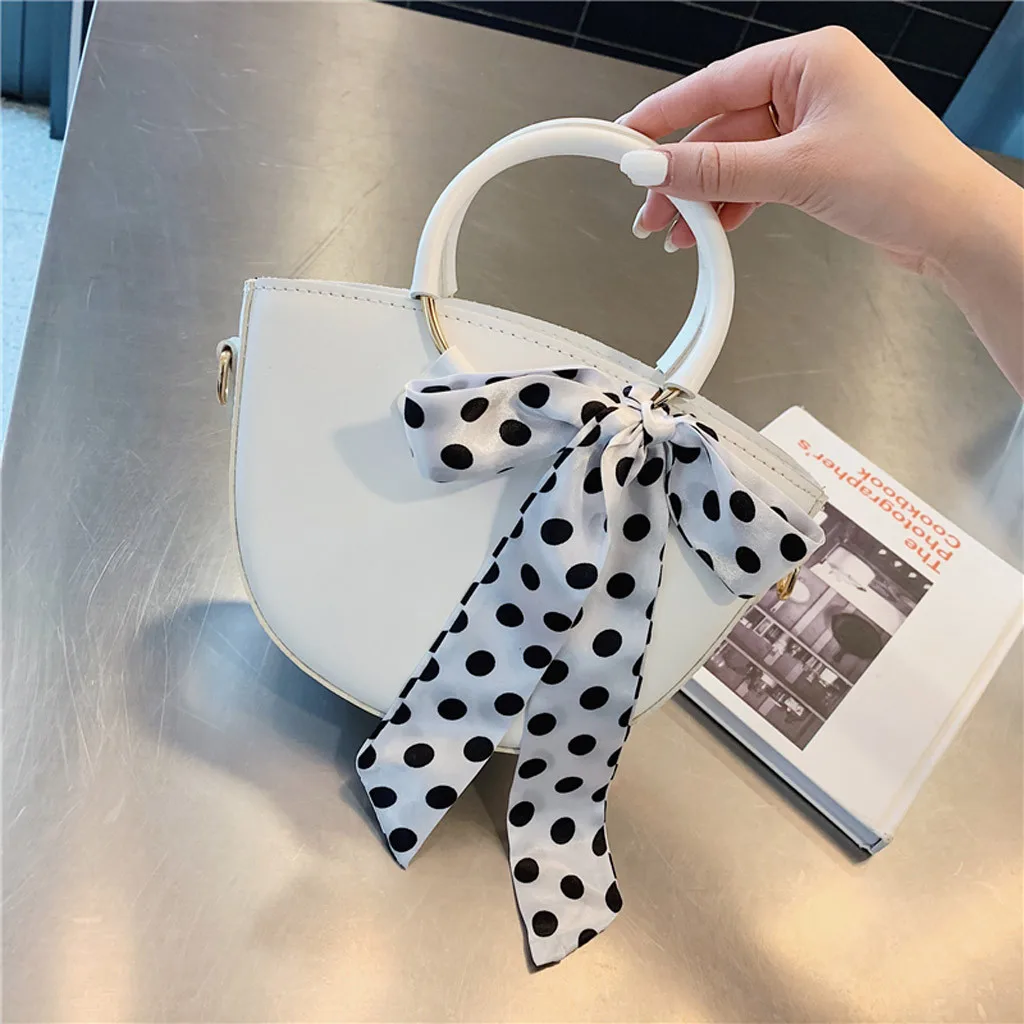 

Fashion Ribbons bow Shoulder bags Women Scarf Wild Polka Dot Bowknot Messenger crossbody Bag Fashion One-Shoulder Small Bag new