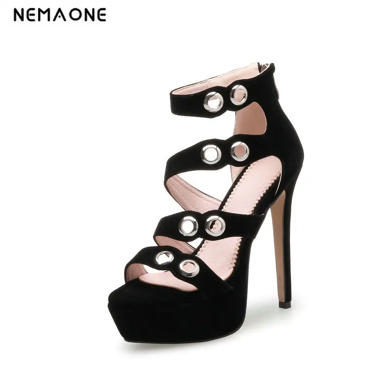 

2019 New Summer Gladiator Women Sandals high heels Ankle Boots Zipper Buckle Strap Stiletto Sandals Pumps 13.5cm