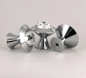 

32mm Crystal Glass Knobs Cupboard Pulls Rhinestone Drawer Knobs Kitchen Cabinet Handles Furniture Handle Hardware Wholesale