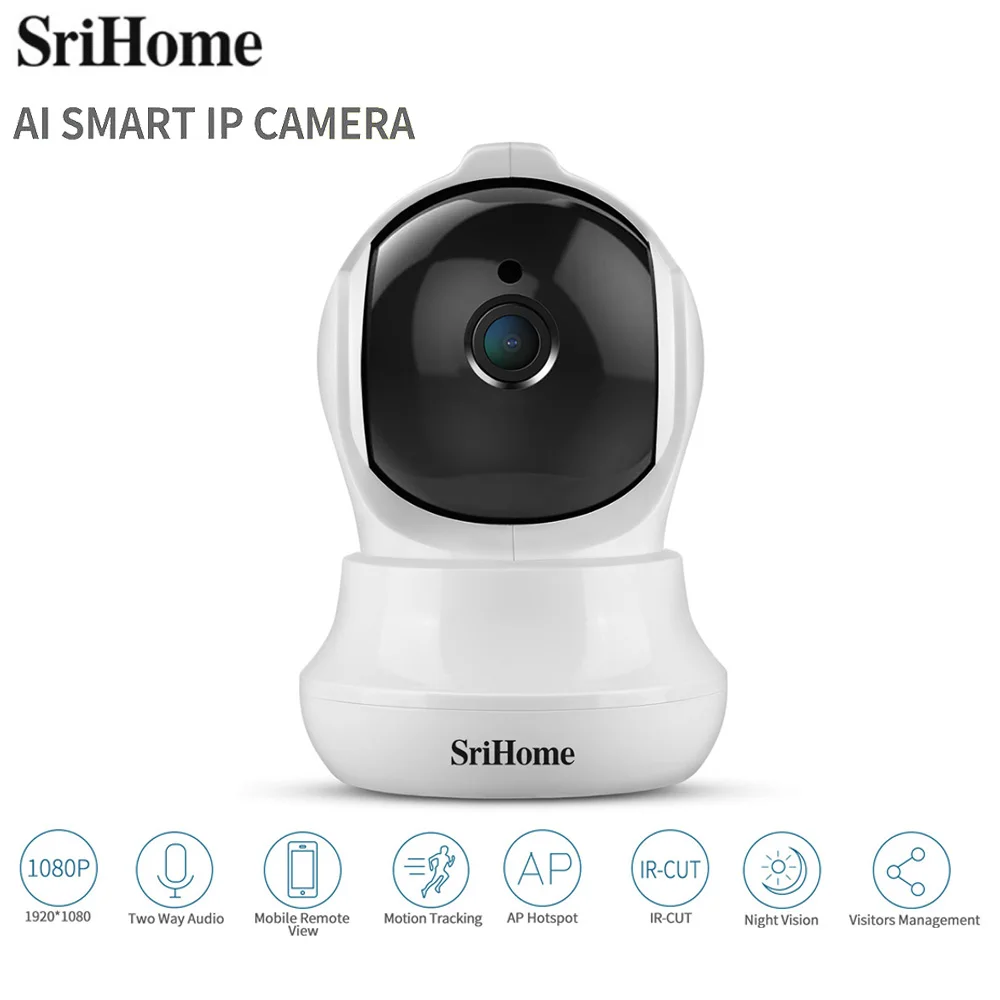 

SriHome SH020 1080P Wireless IP Camera Two-way Audio Sharp HD Video Smart Motion Tracking IR Indoor AI Smart Surveillance Camera