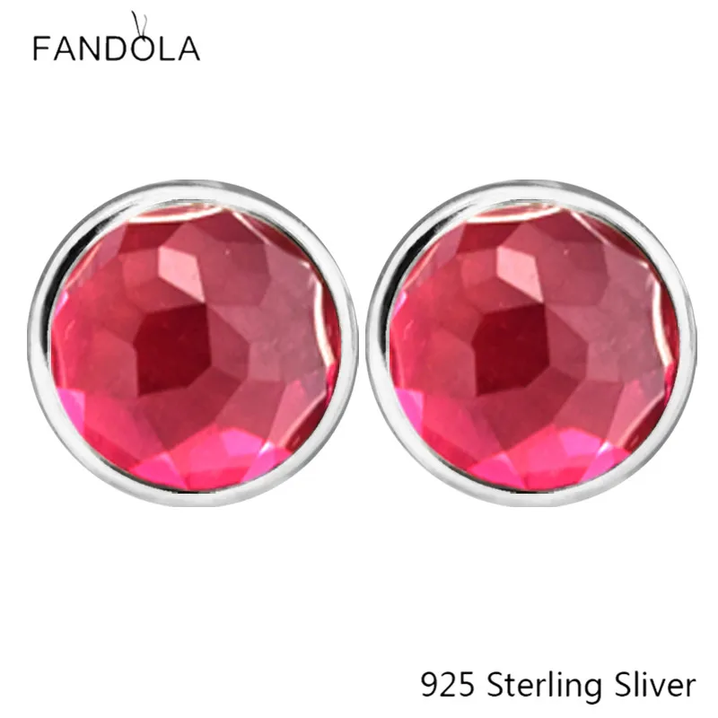 

July Pink Droplets Ruby Color Stud Earring 925 Sterling-Silver-Jewelry Charming Earrings for Women Fine Jewelry Gift