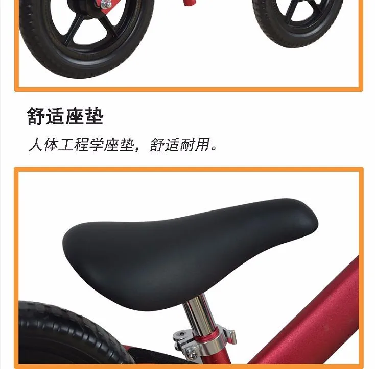 Discount New 12 Inch Balance Bike Red Blue Silvery Kid Bicycle High Quality 7