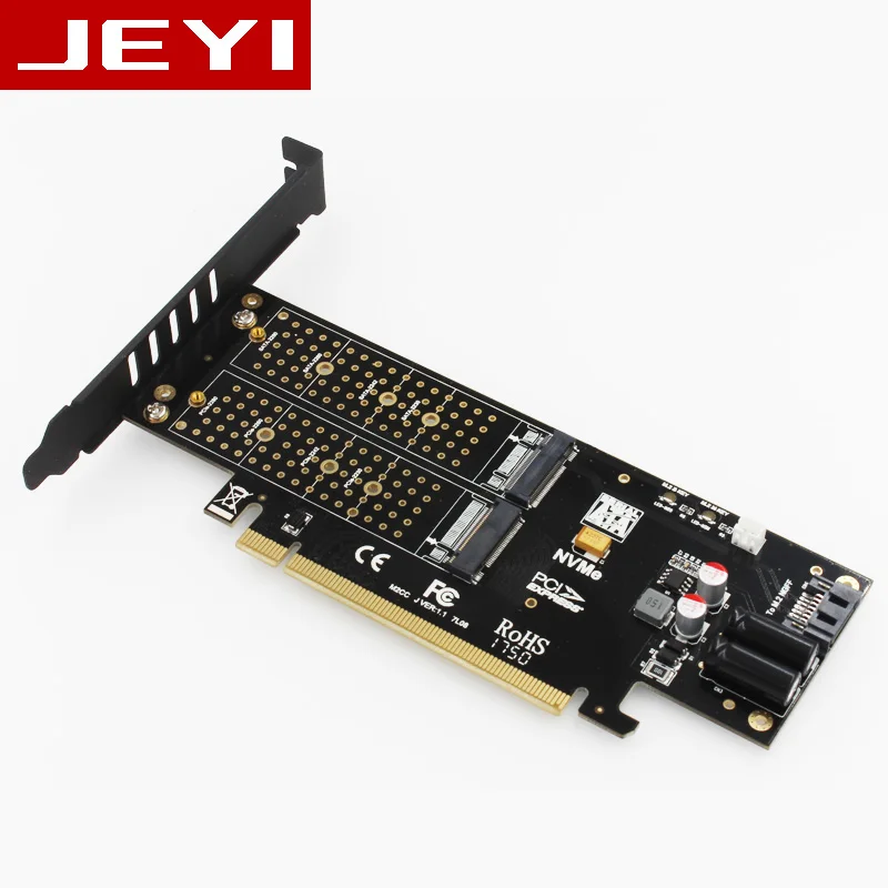 

JEYI SK18 Power-Fail Protection PCIE3.0 NVME Adapter x16 Full Speed M.2 U.2 U2 NGFF SATA SSD cooling KNIGHT SUPER capacitance X4