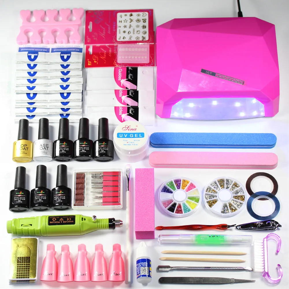 nails 2018 manicure set UV gel polish kit uv LED lamp Nail drill ...