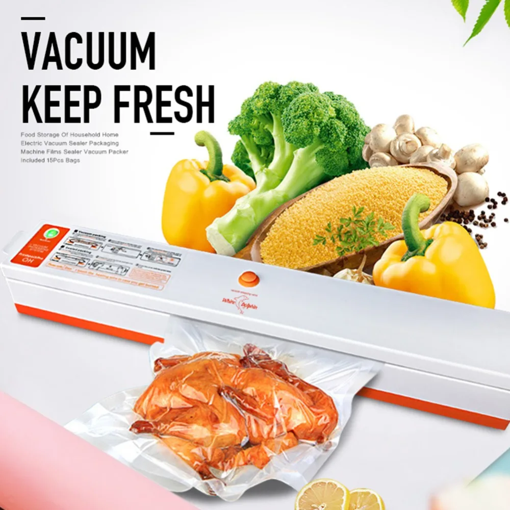 

Household Vacuum packaging machine Saver Keep Fresh Food Packaging Machine Vacuum Sealer Packer Kitchen Accessories W/15pcs Bags