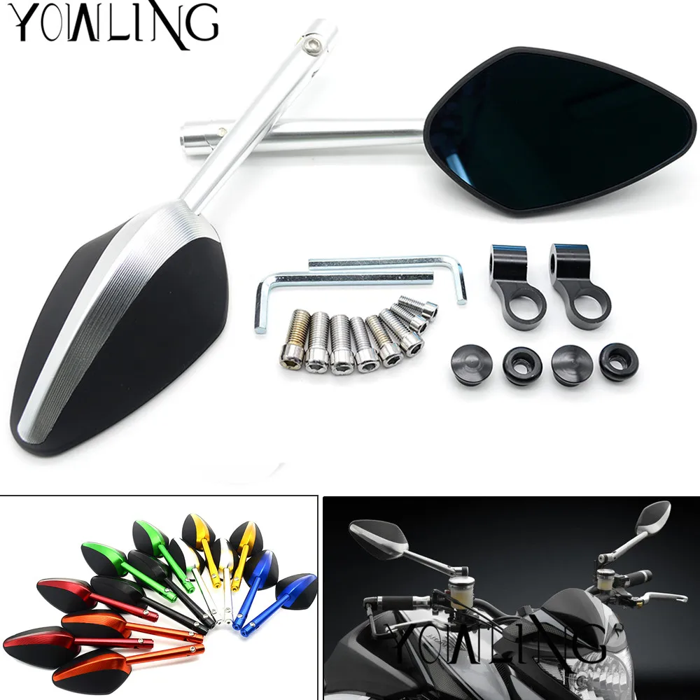 

Universal M8 M10 Aluminum CNC motorcycle rearview Side mirror For DUCATI KAWASAKI SUZUKI YAMAHA HONDA R1 R6 FZ6 GSXR 600 750