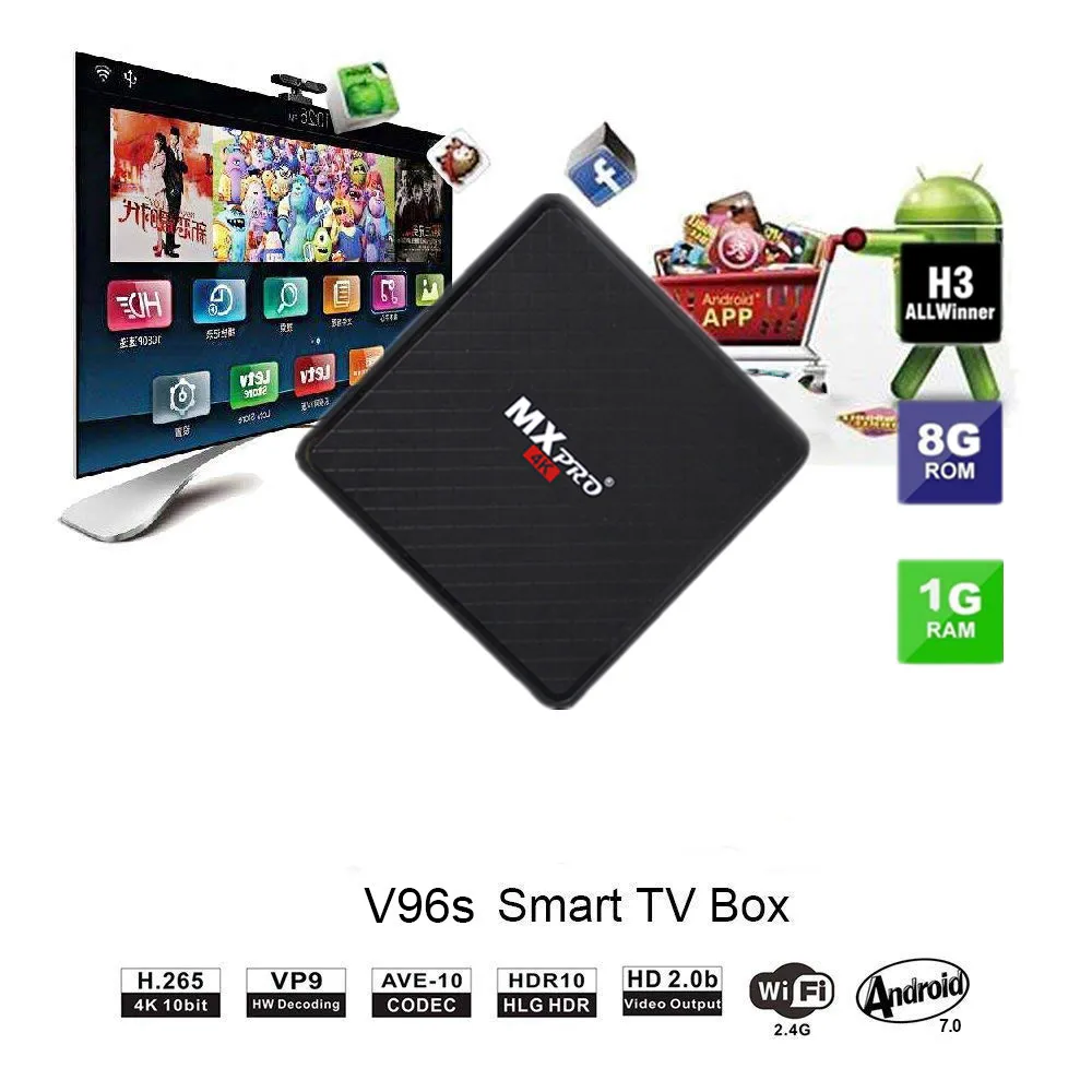 

Vmade Android 7.0 V96s Smart TV Box with 4K Spain and Arabic IP TV Subscription Supports m3u H.265/HEVC 4K media box Set-Top box