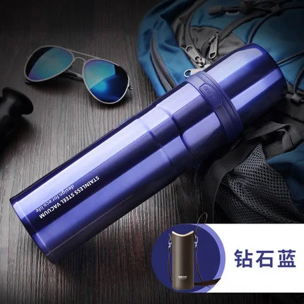 750 ml термос чашка автомобиля Нержавеющая сталь кофейная кружка-термос с крышкой на свежем воздухе, путешествия, спорт основы - Цвет: Синий