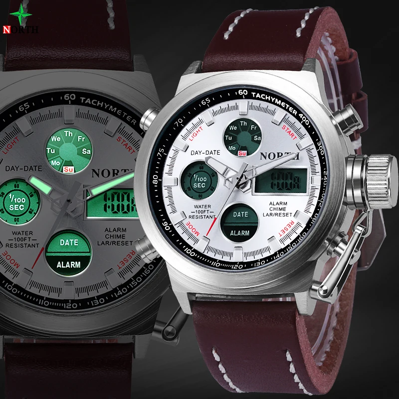 Sport Mens Watches Top Brand Luxury Army Analog Digital Watch LED Alarm Leather Waterproof Military Wristwatch Sports Watch Men Sport Mens Watches Top Brand Luxury Army Analog Digital Watch LED Alarm Leather Waterproof Military Wristwatch Sports Watch Men