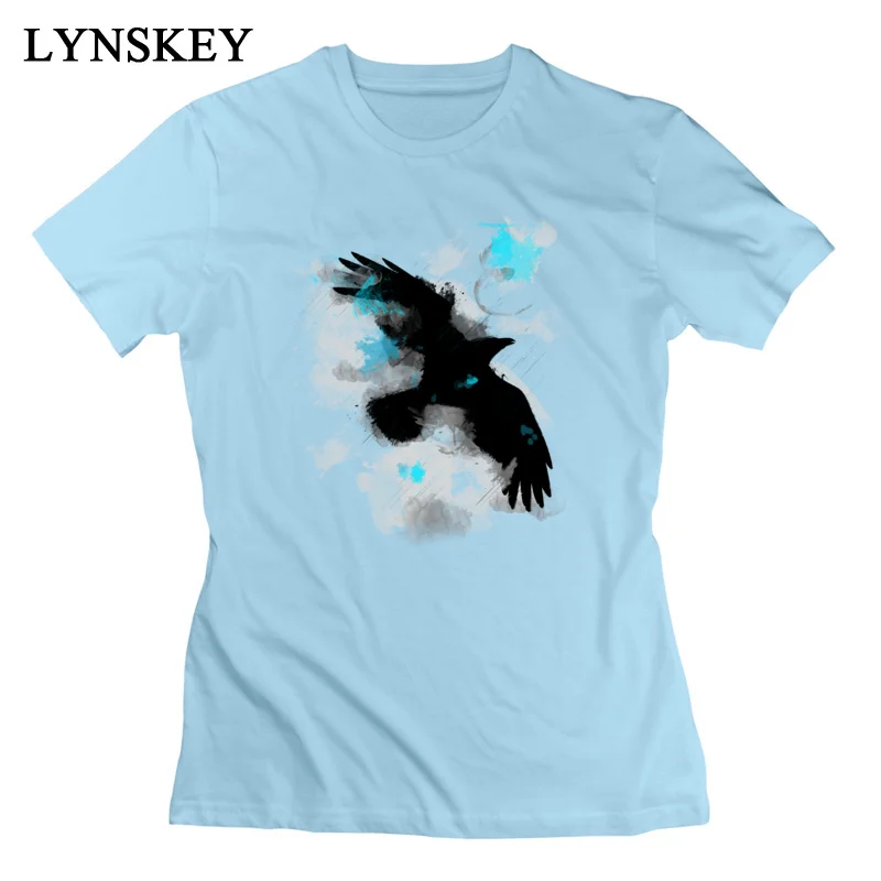LYNSKEY Design Tops T Shirt New Design Round Neck Short Sleeve Blue Crow 100% Cotton Female T-Shirt Design Summer Autumn Clothing Shirt purple