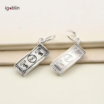 

Pure Silver DIY Handmade Decoration Accessory Material S Wave Shaped Dollar Pattern Wish Money Necklace Bracelet Pedants i031G