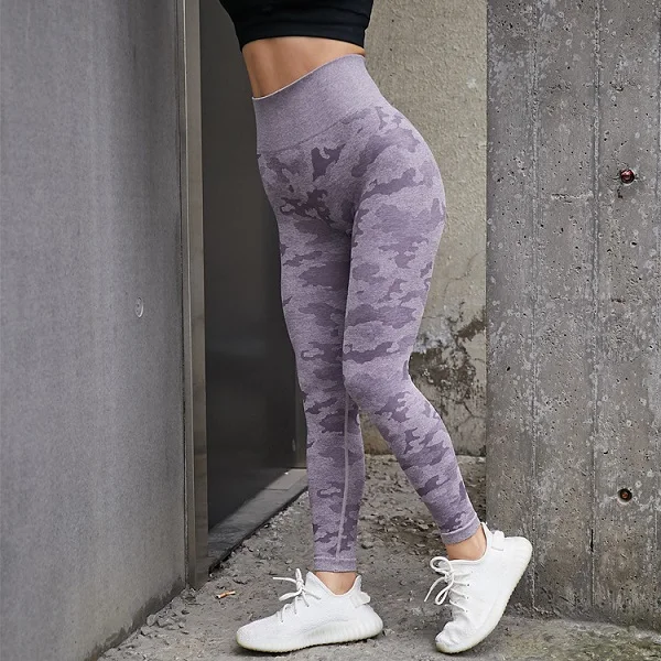 2 шт. Камуфляжный фитнес-набор VIP - Цвет: purple camo leggings