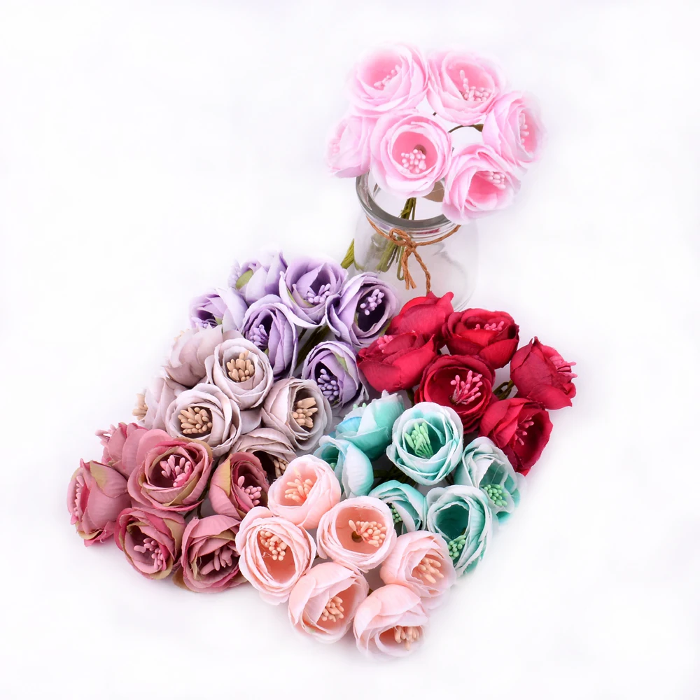 

6pcs/lot New Artificial flower stamens rose bouquet wedding home Christmas decoration flower scrapbooking DIY garland gift box