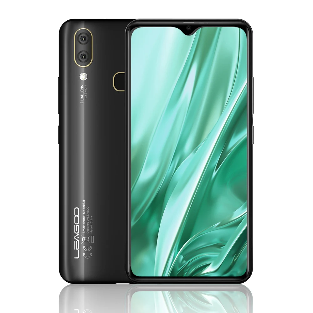 Leagoo S11 Смартфон Android 9,0 мобильный телефон 6,3 ''экран капли воды MT6762 Helio P22 Восьмиядерный 4 Гб ОЗУ 64 Гб ПЗУ Лицо ID OTG - Цвет: Черный