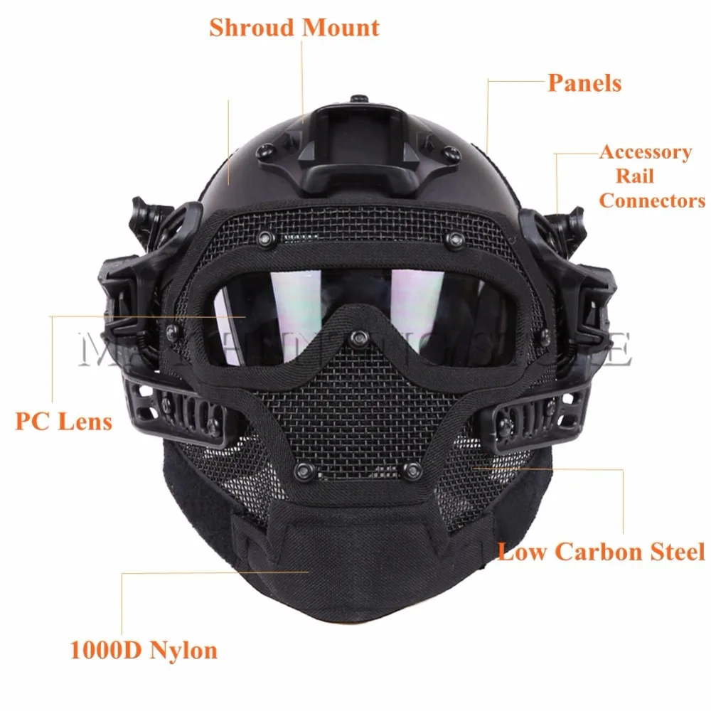 Outdoor CS Wargame Tactical Hunting Helmet Full Face Protective Mask Goggles G4 System Airsoft Paintball Camo FG Military Helmet Outdoor CS Wargame Tactical Hunting Helmet Full Face Protective Mask Goggles G4 System Airsoft Paintball Camo FG Military Helmet