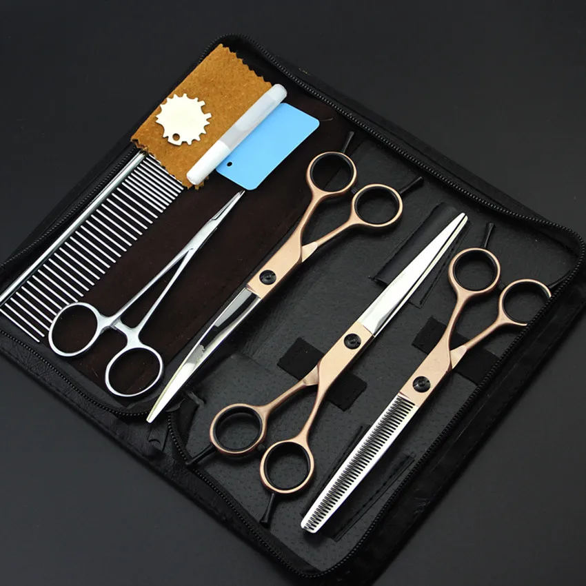 5 kit professional japan steel pet 7 inch shears dog grooming hair