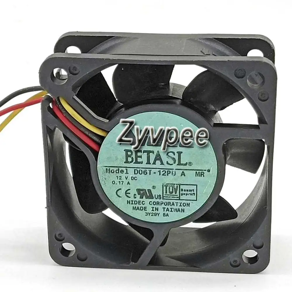 Nidec 6025 D06T-12PU 12 V 0.17A 3 жилы 3 булавки подшипника кулер 6 см вентилятор корпуса, процессорного кулера