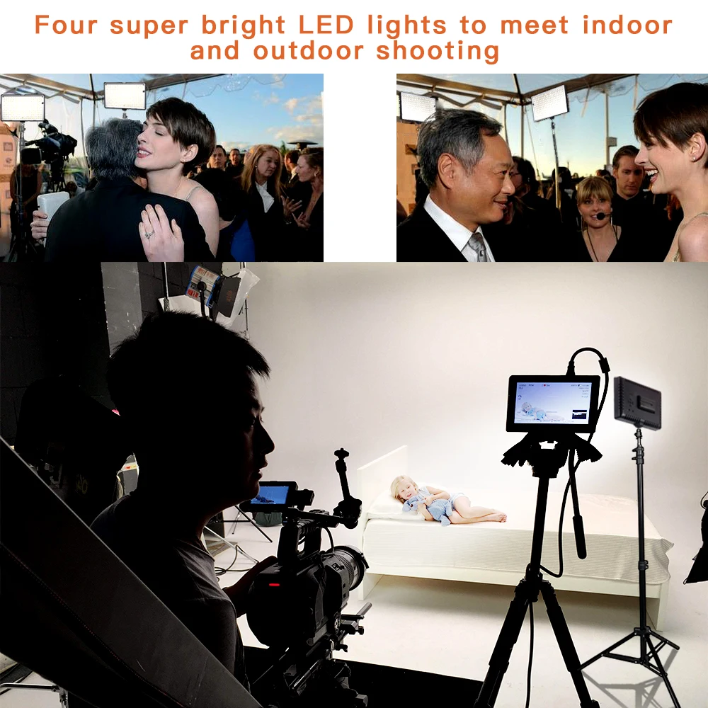 SAMTIAN 2 комплекта TL-240S светодиодный светильник для видеостудии, панельная лампа со штативом, освещение, Видео, Фото, фотосъемка на YouTube
