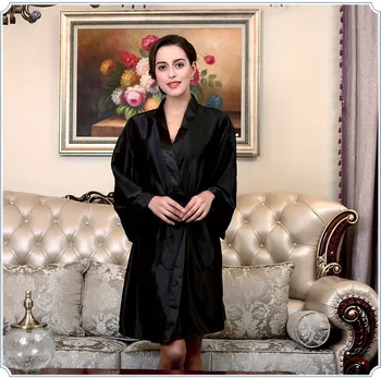 

Dark Red Women's Faux Silk Kimono Robe Bath Gown Yukata Nightgown Fashion Lady Home Wear Sleepwear Sleepshirts Pijama Mujer