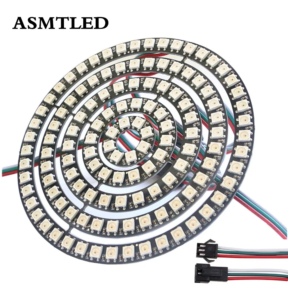 Пиксельная адресация WS2812B СВЕТОДИОДНЫЙ Кольцо светодиодный s WS2812 SK6812 5050 RGB ic встроенный полный Цвет DC5V кольцо Панель Halo модуль светодиодные полосы