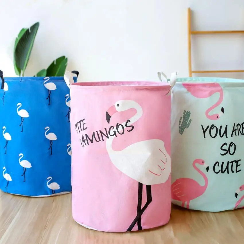 

New Cartoon bird waterproof Laundry Hamper folding Clothes Storage Baskets Home decoration barrel kids toy organizer basket