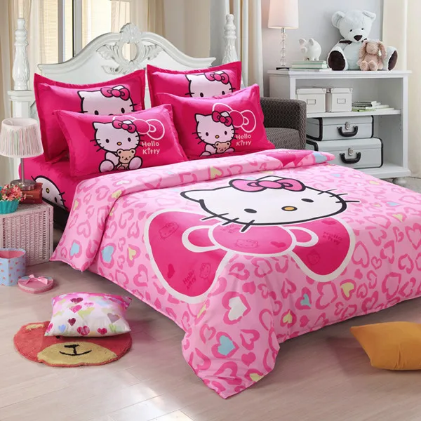 home textiles children cartoon hello kitty kids bedding set include hellokitty sheets