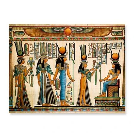 Египетская настенная живопись на холсте пергаментная бумага Стиль старый античный постер принты Ретро египетская картина настенный Декор король тут королева - Цвет: Многоцветный